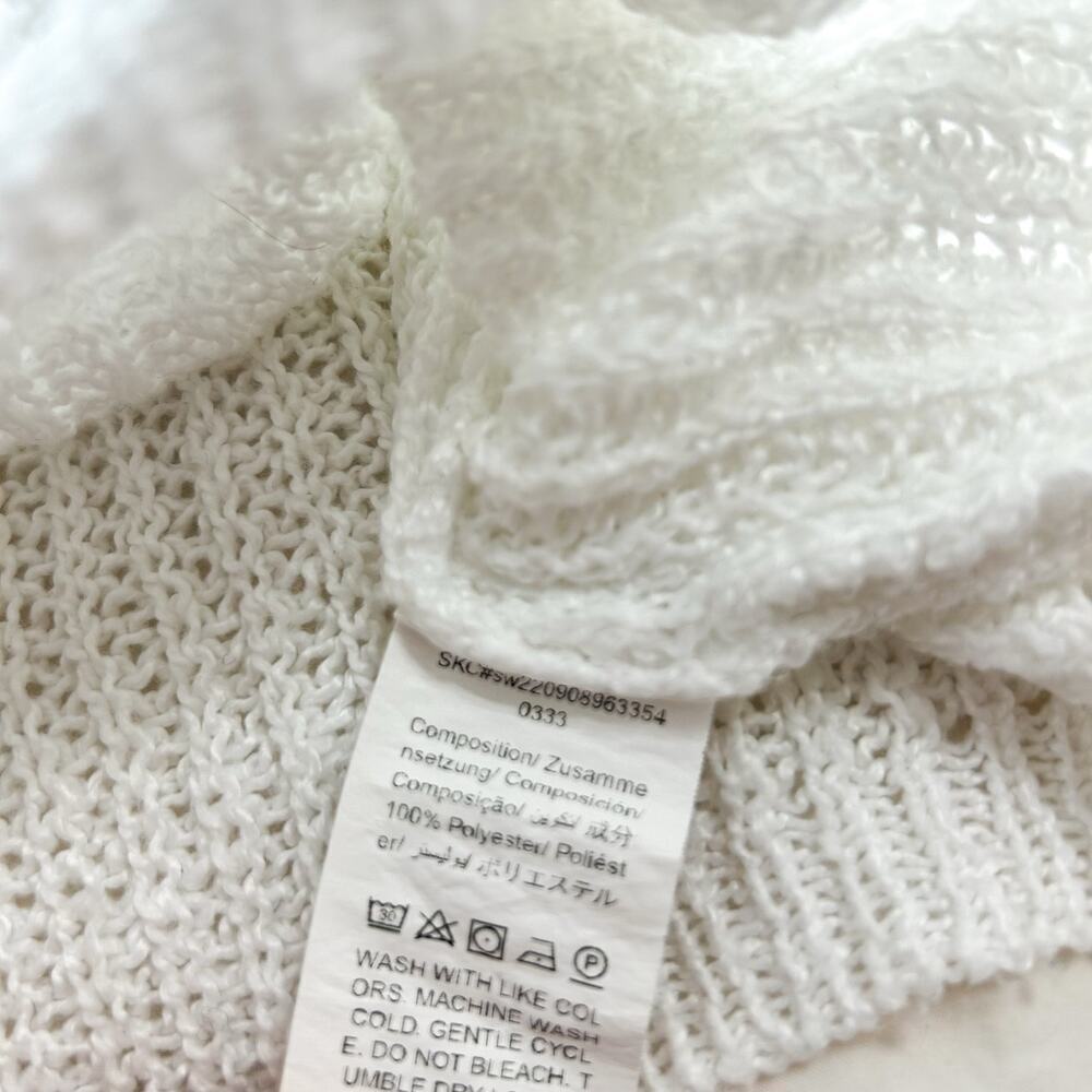 SHEIN White Knit Drawstring Crop Sweater V Neck Long Sleeve Pullover EUC Sz S - Picture 8 of 8